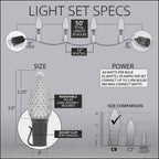 OptiCore 49 ft. 50-Light LED Red and Cool White Faceted C9 String Light Set