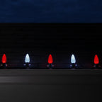 OptiCore 49 ft. 50-Light LED Red and Cool White Faceted C9 String Light Set