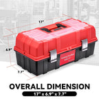 Tool Box Organizer Portable 3-layer Folding Toolbox with Non-slip Handle Tray for Garage, Workshop and On-the-Go Repairs, Red/Black