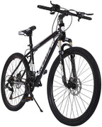 [US in Stock] MTB Moutain Bike, Junior Aluminum Full Bike, Stone Mountain Bike 26 inch 21-Speed Bicycle, Mens/Womens Hybrid Bike Aluminum Full Suspension Road Bike, Fast Delivery (Black)