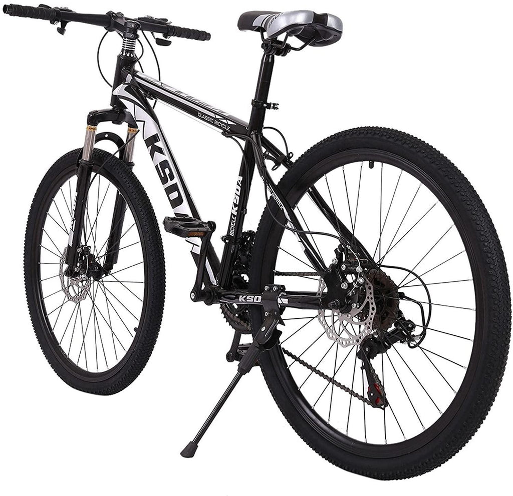 [US in Stock] MTB Moutain Bike, Junior Aluminum Full Bike, Stone Mountain Bike 26 inch 21-Speed Bicycle, Mens/Womens Hybrid Bike Aluminum Full Suspension Road Bike, Fast Delivery (Black)