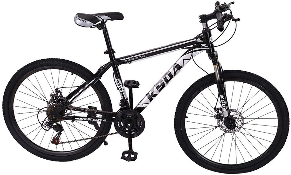 [US in Stock] MTB Moutain Bike, Junior Aluminum Full Bike, Stone Mountain Bike 26 inch 21-Speed Bicycle, Mens/Womens Hybrid Bike Aluminum Full Suspension Road Bike, Fast Delivery (Black)