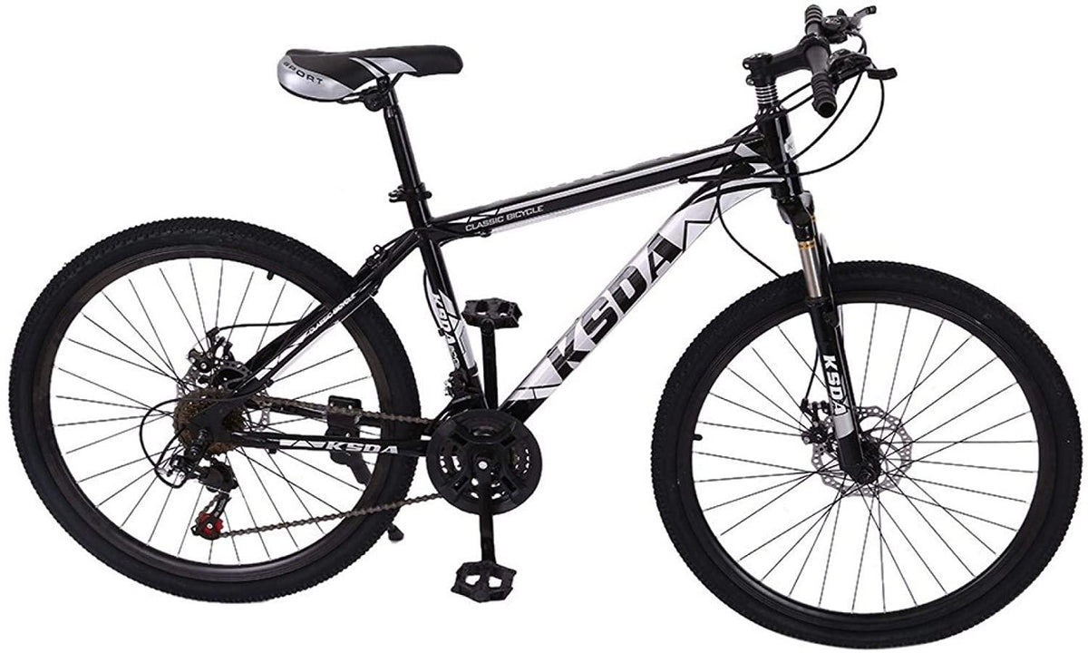 [US in Stock] MTB Moutain Bike, Junior Aluminum Full Bike, Stone Mountain Bike 26 inch 21-Speed Bicycle, Mens/Womens Hybrid Bike Aluminum Full Suspension Road Bike, Fast Delivery (Black)