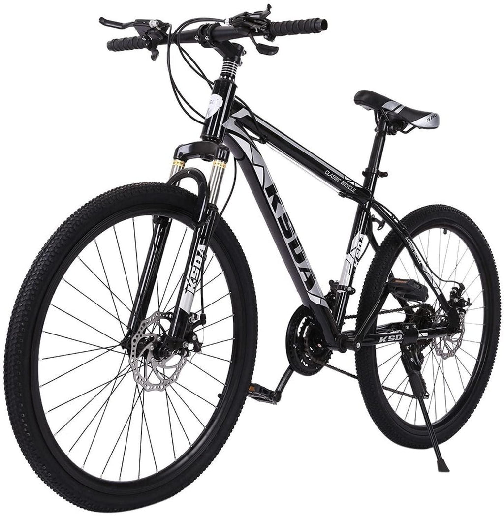 [US in Stock] MTB Moutain Bike, Junior Aluminum Full Bike, Stone Mountain Bike 26 inch 21-Speed Bicycle, Mens/Womens Hybrid Bike Aluminum Full Suspension Road Bike, Fast Delivery (Black)