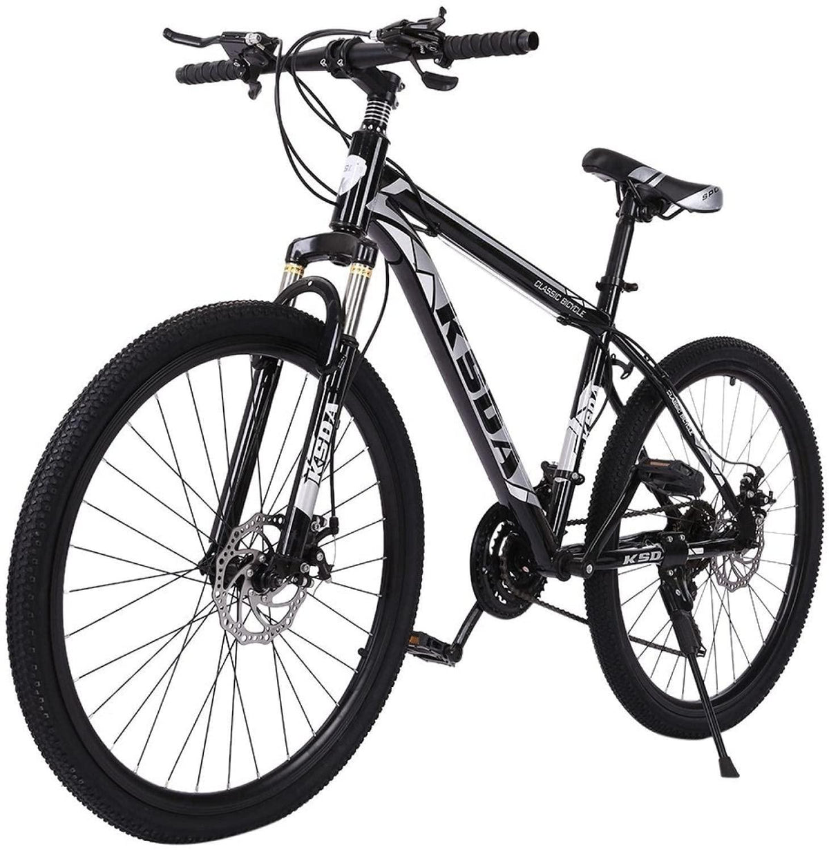 [US in Stock] MTB Moutain Bike, Junior Aluminum Full Bike, Stone Mountain Bike 26 inch 21-Speed Bicycle, Mens/Womens Hybrid Bike Aluminum Full Suspension Road Bike, Fast Delivery (Black)
