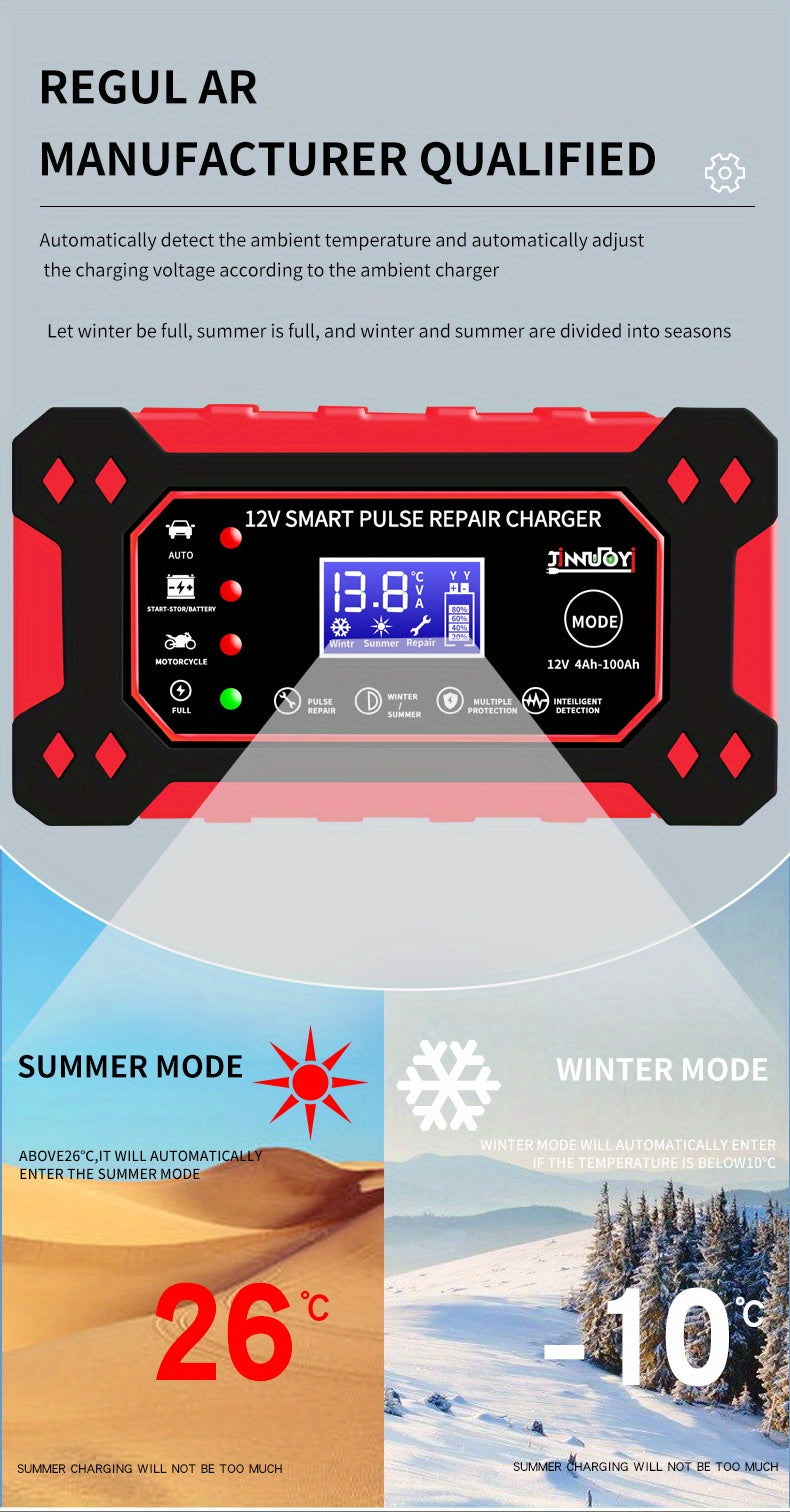 6A 12V Digital Car Battery Charger Fully Automatic Repair CharFor Car Motorcycle SUV Stea Battery Charger Car Accessories