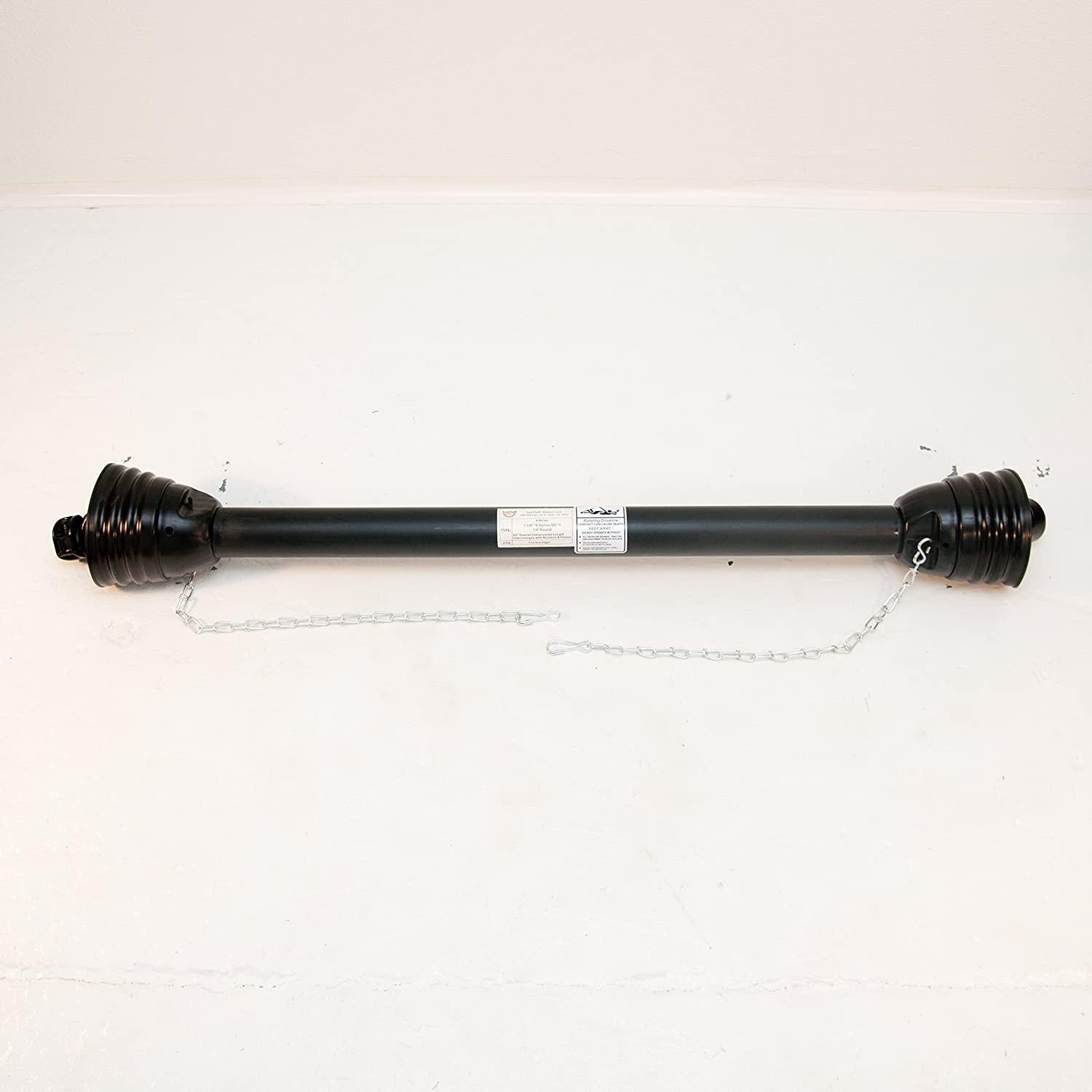 pto drive line, general purpose, post hole digger, 1-3/8" x 6 spline quick disconnect to 1-1/4" round, 53" - 77", series 4