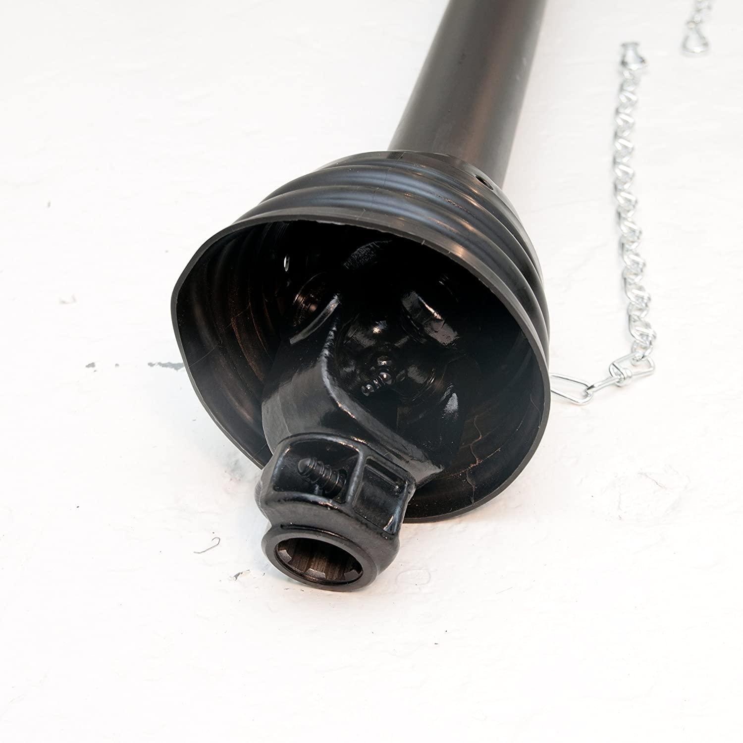 pto drive line, general purpose, post hole digger, 1-3/8" x 6 spline quick disconnect to 1-1/4" round, 53" - 77", series 4