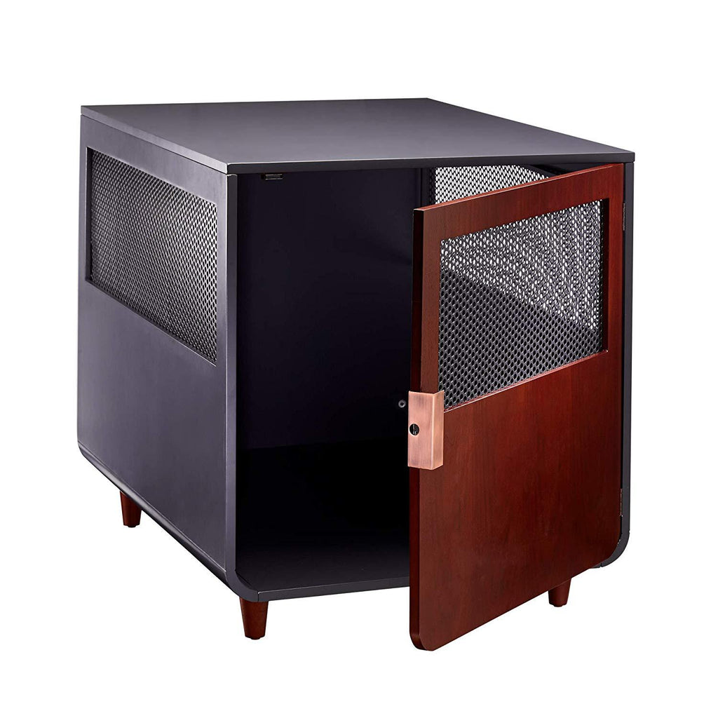 Staart Wooden Indoor Pet Crate/ Kennel and End Table console Dcor for LarDog 25' x 36' x 28'- Mocha Walnut