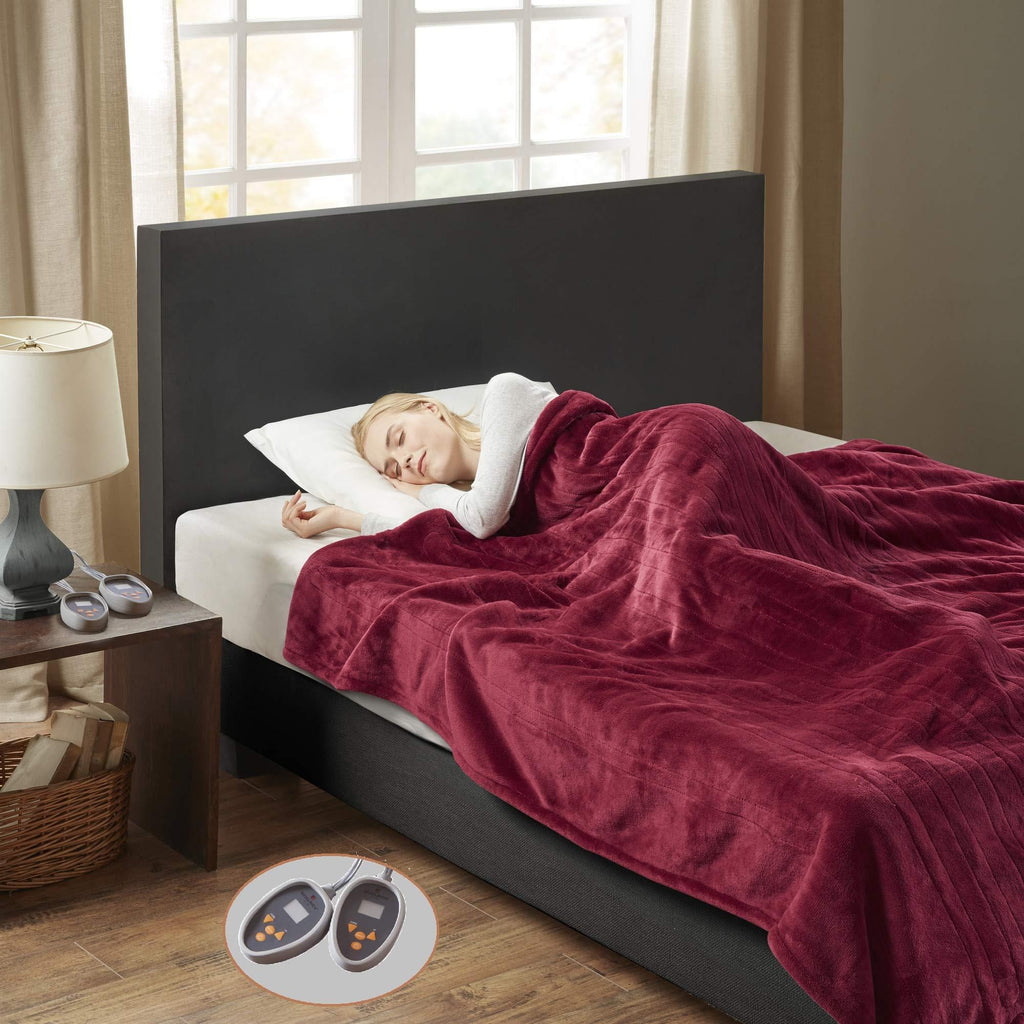 Gracie MIlls Elect Electric Blanket with 20 Heat Level Setting Controller Twin: 62x84" Garnet -WR54-1755