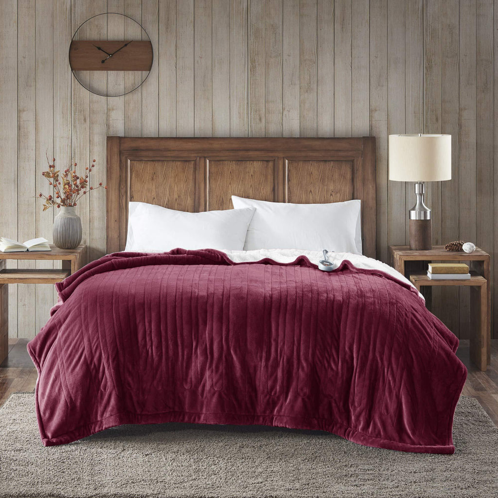 Gracie MIlls Elect Electric Blanket with 20 Heat Level Setting Controller Twin: 62x84" Garnet -WR54-1755