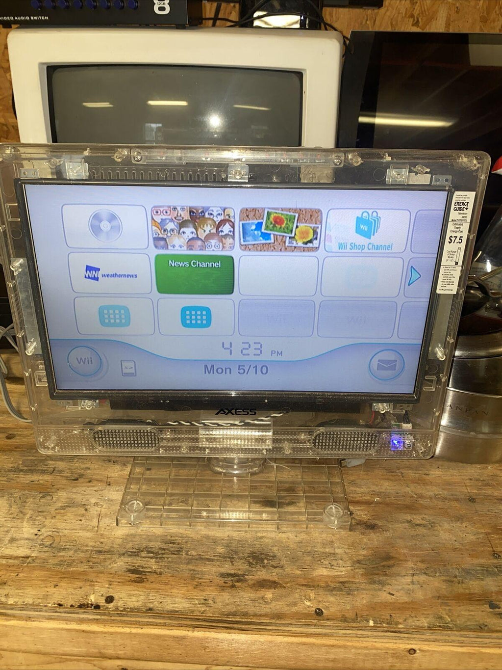 axess 13" clear see through led color tv tv-1702-13cl works! prison detention