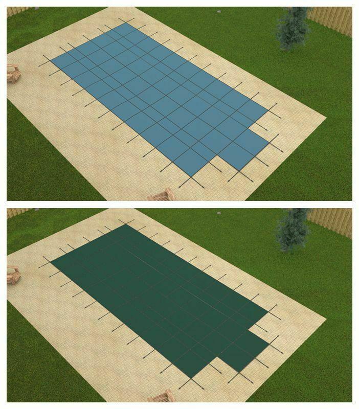 gli value x solid rectangular pool safety cover with 4' x 8' end step and drain