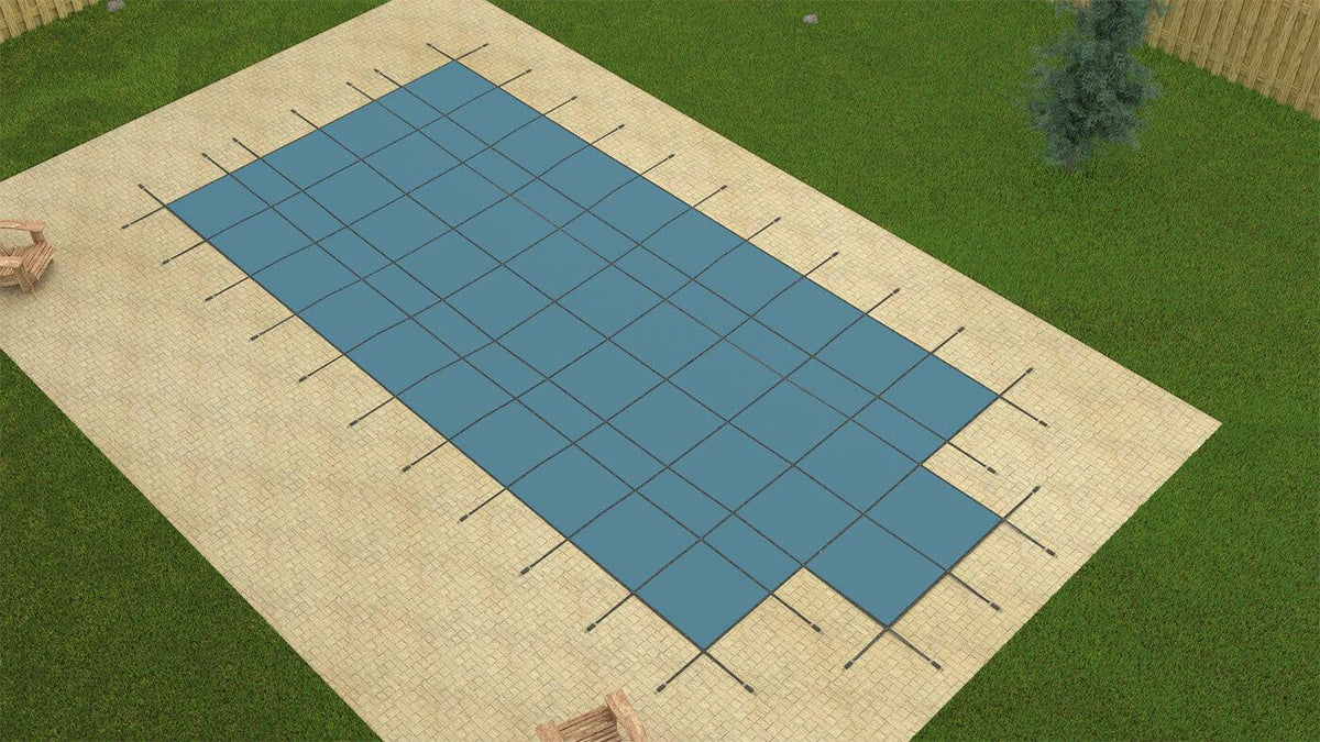 gli value x solid rectangular pool safety cover with 4' x 8' end step and drain