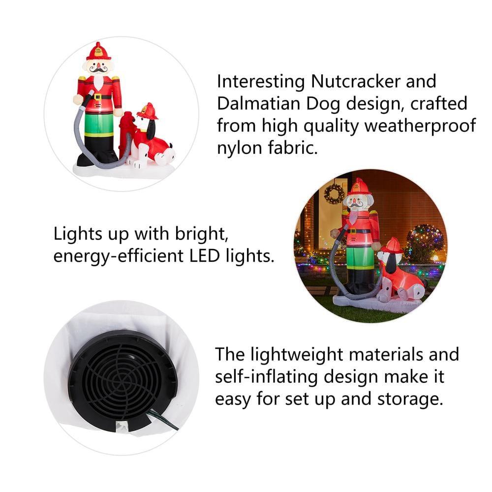 7 ft. Lighted Inflatable Fire Fighter with Puppy Dog Decor