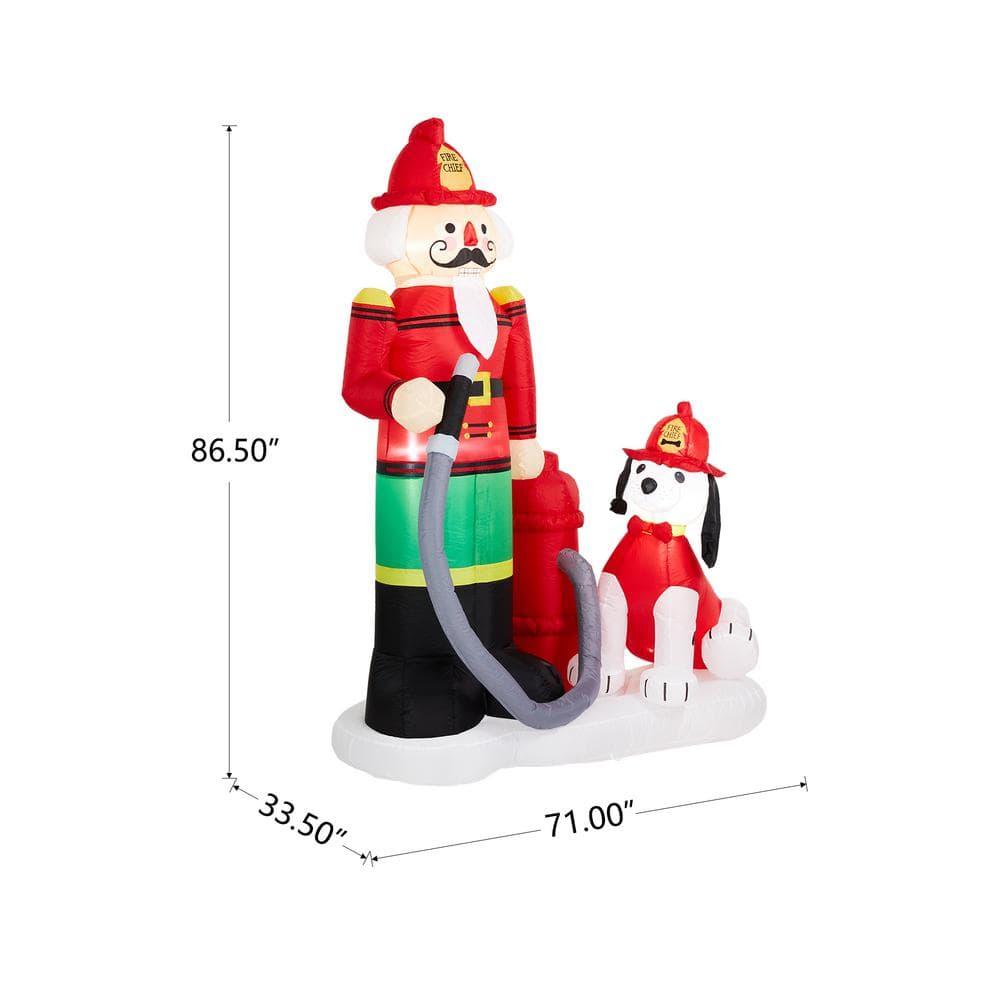 7 ft. Lighted Inflatable Fire Fighter with Puppy Dog Decor