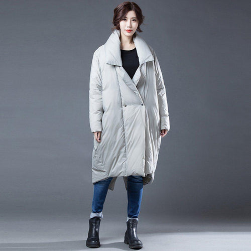 babakud original shawl neck irregular winter down coat