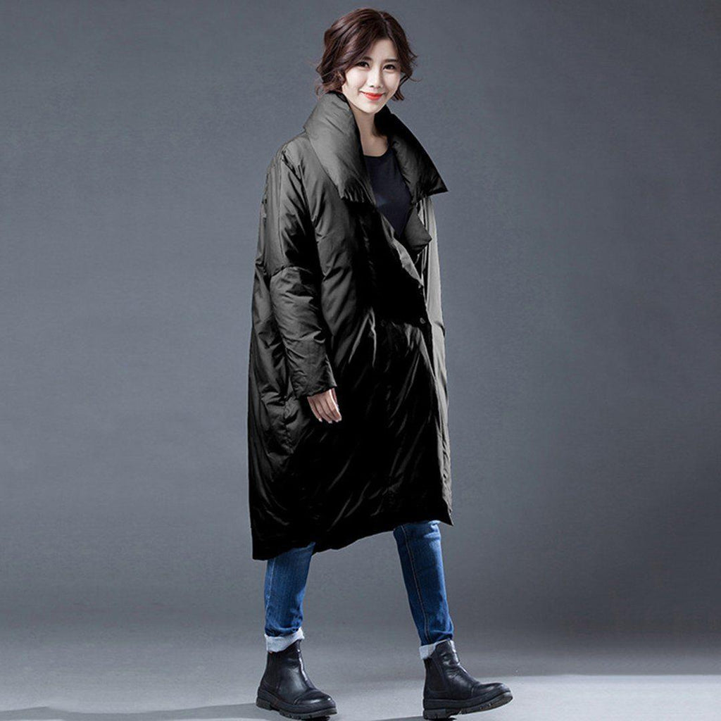 babakud original shawl neck irregular winter down coat