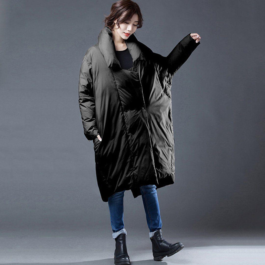 babakud original shawl neck irregular winter down coat