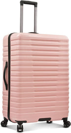 Boren Polycarbonate Hardside Rugged Travel Suitcase Luggage with 8 Spinner Wheels, Aluminum Handle, Pink, Checked-Large 30-Inch
