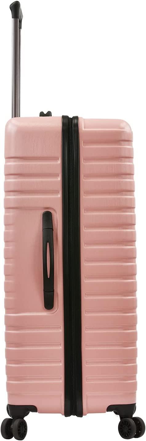 Boren Polycarbonate Hardside Rugged Travel Suitcase Luggage with 8 Spinner Wheels, Aluminum Handle, Pink, Checked-Large 30-Inch