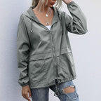 Women's Waterproof Raincoat Lightweight Rain Jacket Hooded Windbreaker With Pockets For Outdoor