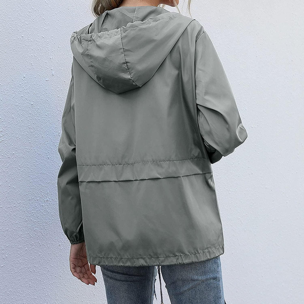 Women's Waterproof Raincoat Lightweight Rain Jacket Hooded Windbreaker With Pockets For Outdoor