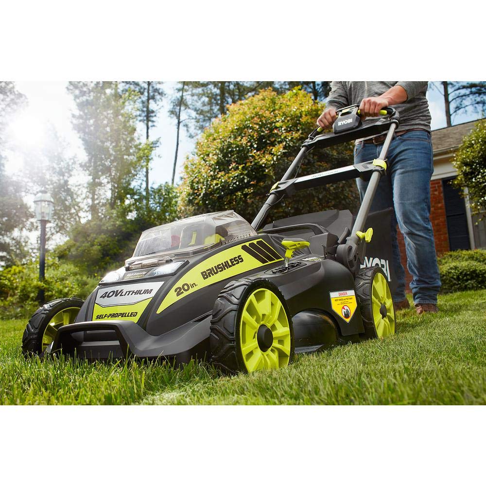 . 20" RY40190 40-Volt Brushless Lithium-Ion Cordless Battery Self Propelled Lawn Mower with 5.0 Ah Battery and Charger Included