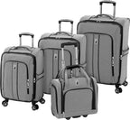 Newcastle Softside Expandable Spinner Luggage, Black White Herringbone, 4 Piece Set