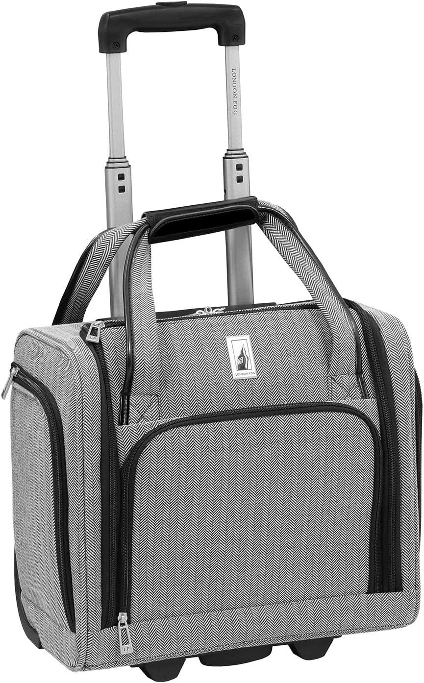 Newcastle Softside Expandable Spinner Luggage, Black White Herringbone, 4 Piece Set