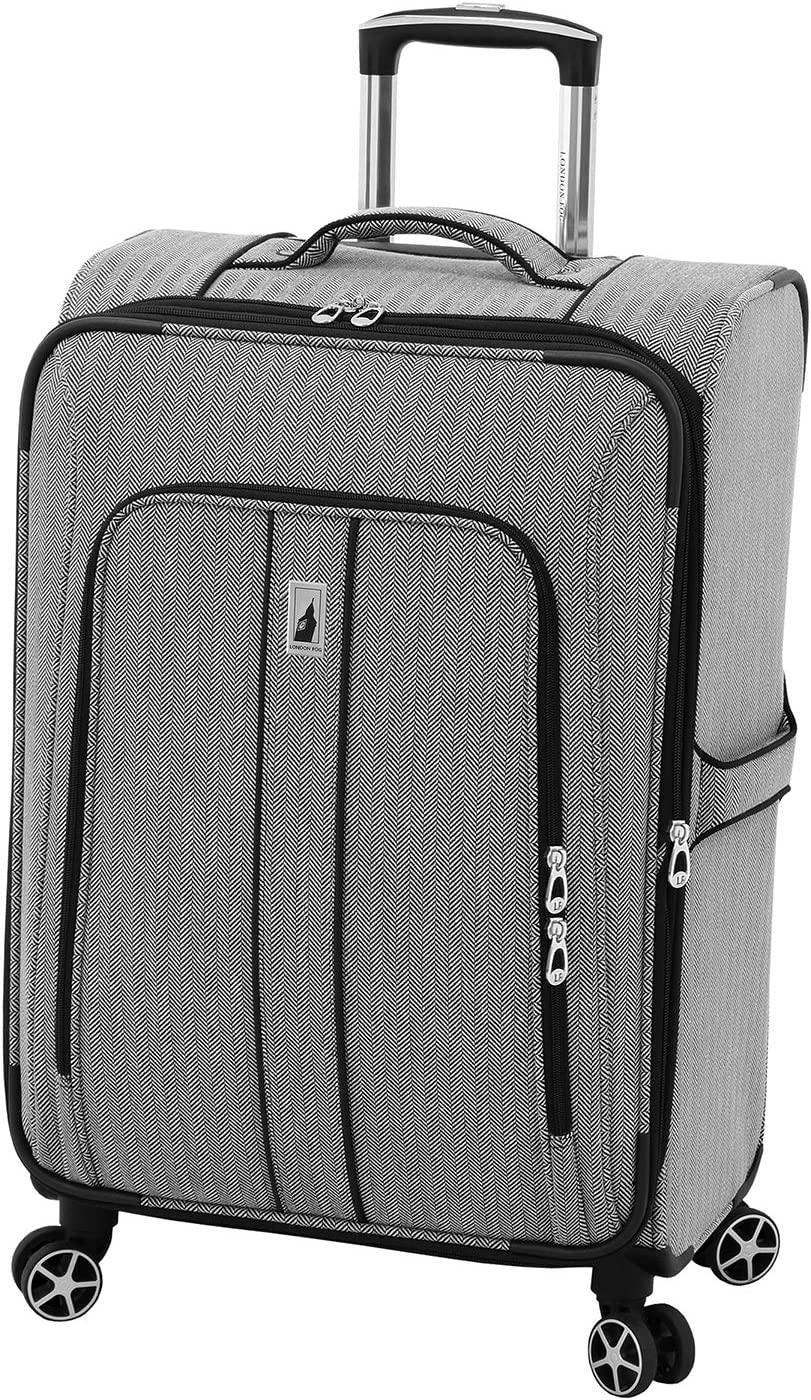 Newcastle Softside Expandable Spinner Luggage, Black White Herringbone, 4 Piece Set