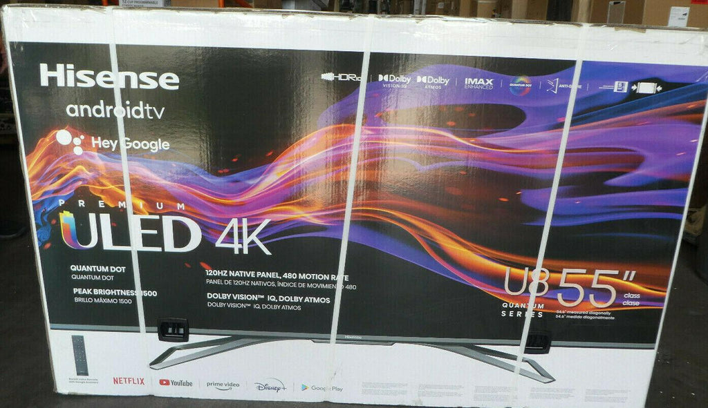hisense 55u8g 55" 2160p full hd led smart tv new / open box