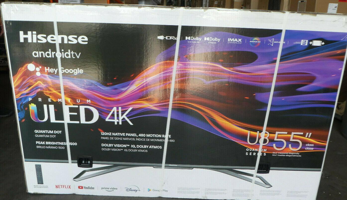 hisense 55u8g 55" 2160p full hd led smart tv new / open box