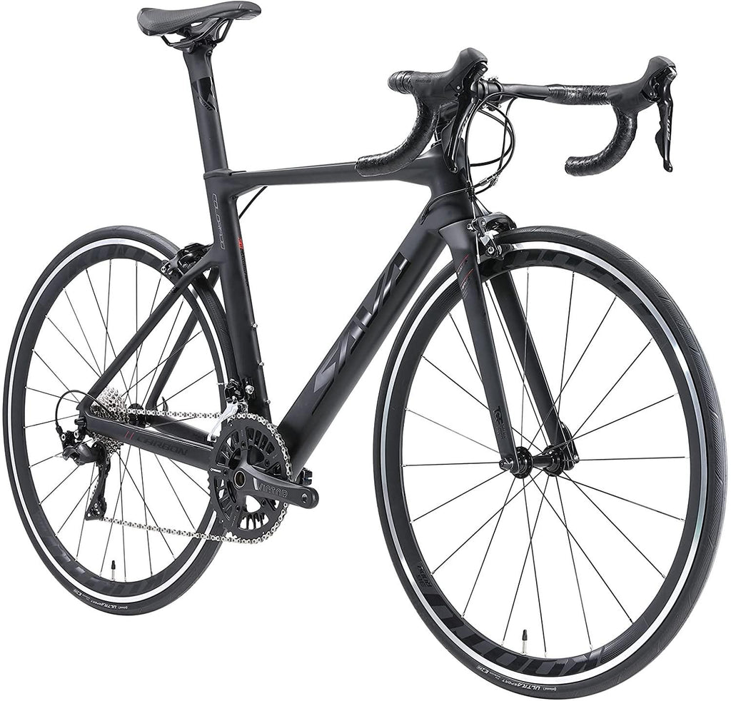 SAVADECK Carbon Road Bike, Warwinds3.0 700C Carbon Fiber Racing Bicycle with SORA 18 Speed Derailleur System and Double V Brake