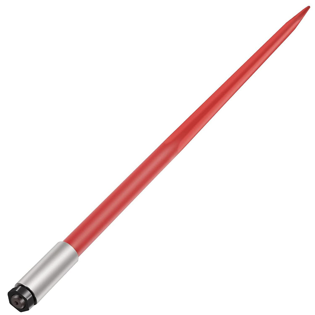 mophorn hay spear 49" bale spear 4500 lbs capacity, bale spike quick attach square hay bale spears 1 3/4" wide, red coated bale forks, bale hay spike with hex nut &amp; sleeve for buckets tractors loaders