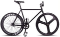 without logo AFTWLKJ Magnesium Alloy Wheel 3 Spokes Fixie Bicycle, Fixed Gear Bike 700C23 70mm Rim 52cm Complete Road Bike (Color : Black, Size : 52cm(175cm 180cm))