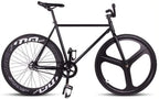 without logo AFTWLKJ Magnesium Alloy Wheel 3 Spokes Fixie Bicycle, Fixed Gear Bike 700C23 70mm Rim 52cm Complete Road Bike (Color : Black, Size : 52cm(175cm 180cm))