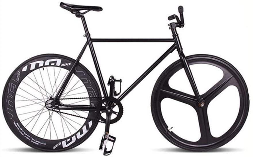 without logo AFTWLKJ Magnesium Alloy Wheel 3 Spokes Fixie Bicycle, Fixed Gear Bike 700C23 70mm Rim 52cm Complete Road Bike (Color : Black, Size : 52cm(175cm 180cm))