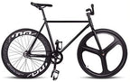 without logo AFTWLKJ Magnesium Alloy Wheel 3 Spokes Fixie Bicycle, Fixed Gear Bike 700C23 70mm Rim 52cm Complete Road Bike (Color : Black, Size : 52cm(175cm 180cm))