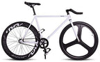 without logo AFTWLKJ Magnesium Alloy Wheel 3 Spokes Fixie Bicycle, Fixed Gear Bike 700C23 70mm Rim 52cm Complete Road Bike (Color : Black, Size : 52cm(175cm 180cm))