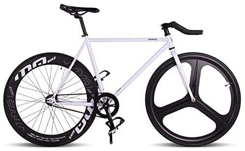 without logo AFTWLKJ Magnesium Alloy Wheel 3 Spokes Fixie Bicycle, Fixed Gear Bike 700C23 70mm Rim 52cm Complete Road Bike (Color : Black, Size : 52cm(175cm 180cm))