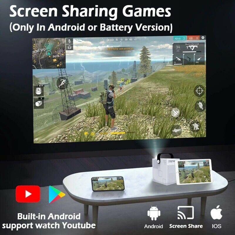 y2 portable interactive 4k 1080 projector-smart wifi mini android tv home