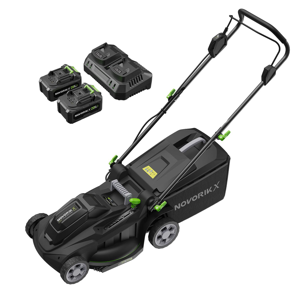 40V 17-Inch Cordless Lawn Mower, Brushless Electric Lawn Mower with Dual 4.0Ah Batteries &amp; Charger, 6 Cutting Heights, 2-in-1 Mulching &amp; Bagging