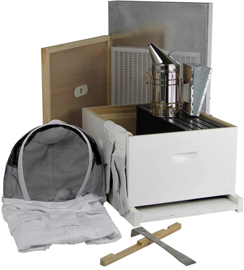 nubee 10 frame starter beehive kit - includes 1 hive body &amp; accessories