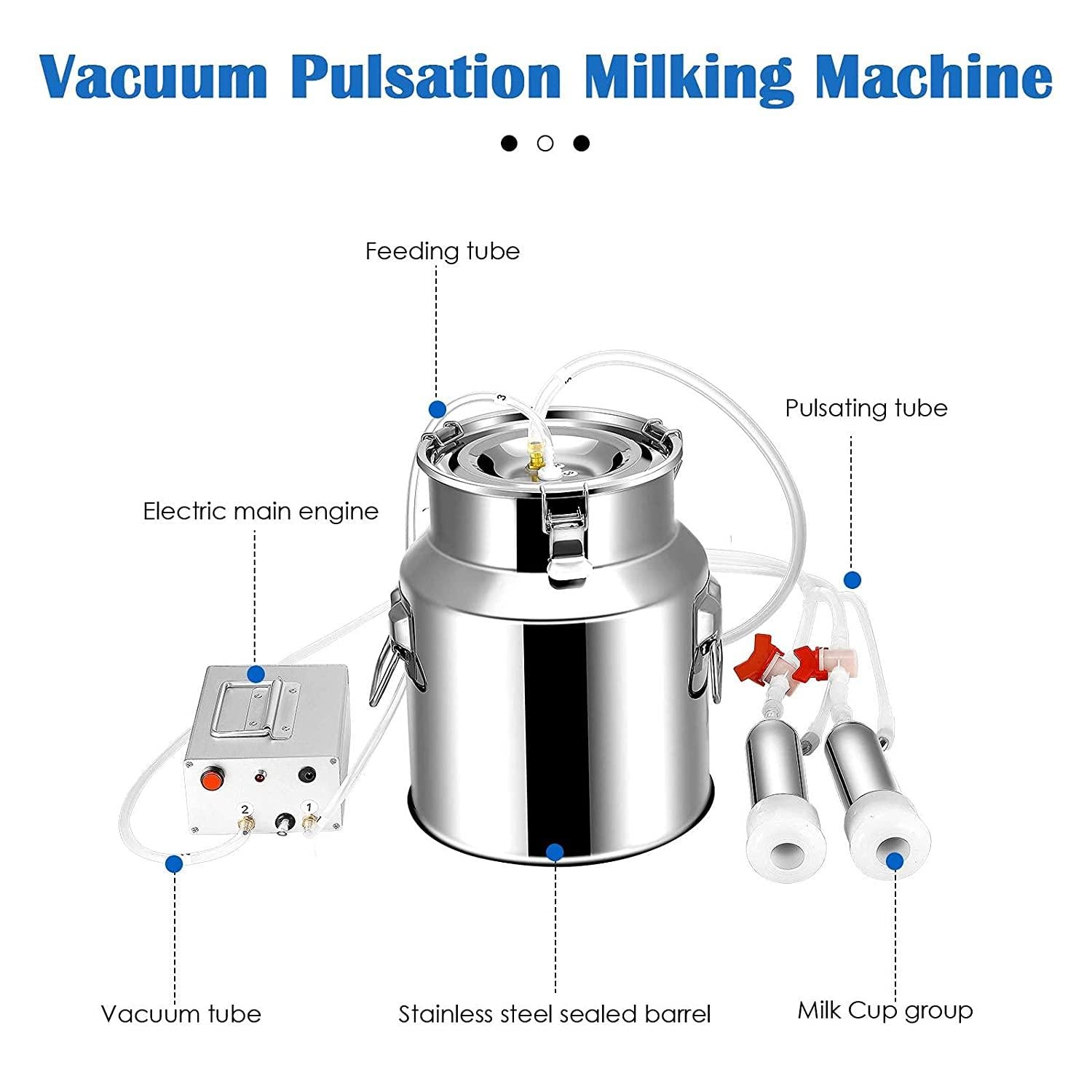 new generation 14l pulse adjustable milking machine for cows farms or daily family, plug-in pulsation suction pump milker, portable automatic cattle milking equipment for large and small cattle