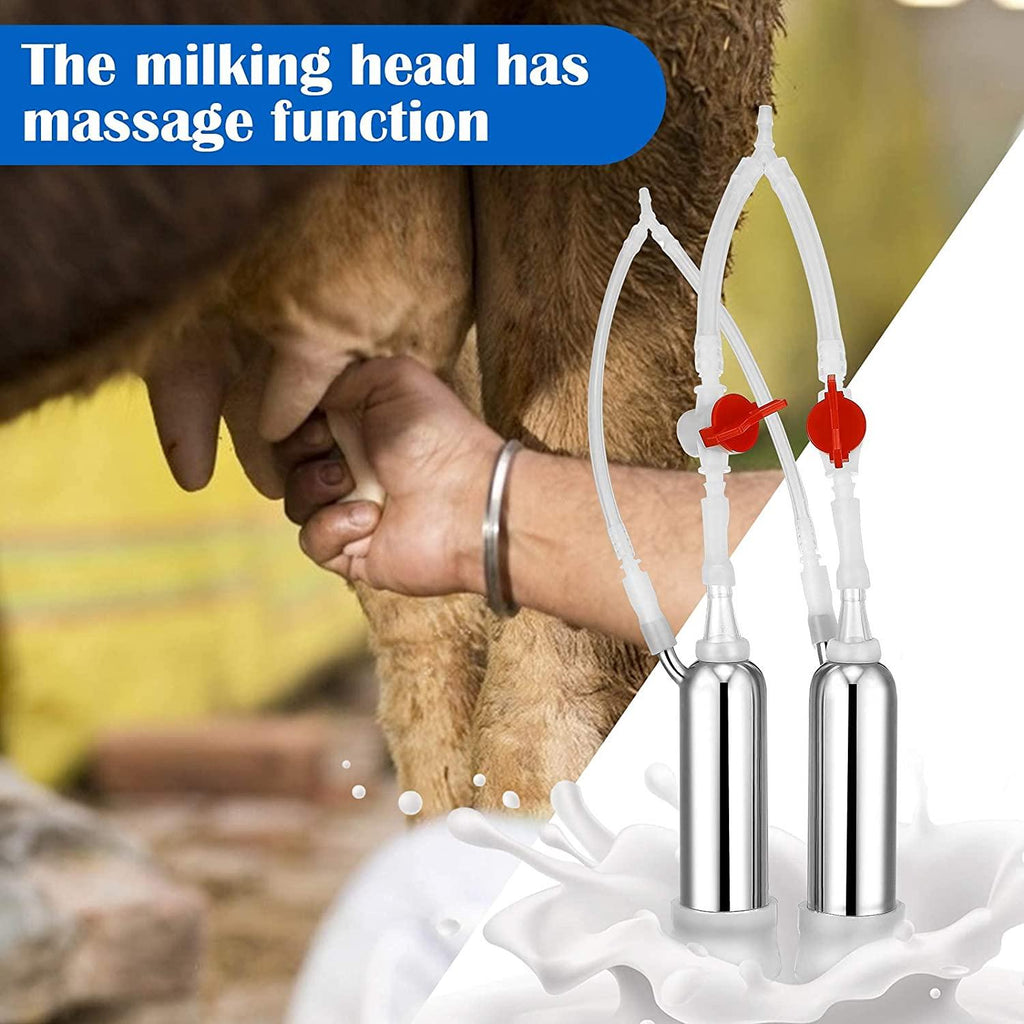 new generation 14l pulse adjustable milking machine for cows farms or daily family, plug-in pulsation suction pump milker, portable automatic cattle milking equipment for large and small cattle