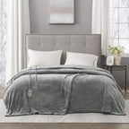 Gracie MIlls Elect Electric Blanket with Two 20 Heat Level Setting Controllers, King, Grey -BR54-0516