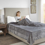 Gracie MIlls Elect Electric Blanket with Two 20 Heat Level Setting Controllers, King, Grey -BR54-0516