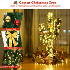 Costway Pre-Lit Cactus Christmas Tree 7Ft LED Lights Ball Ornaments