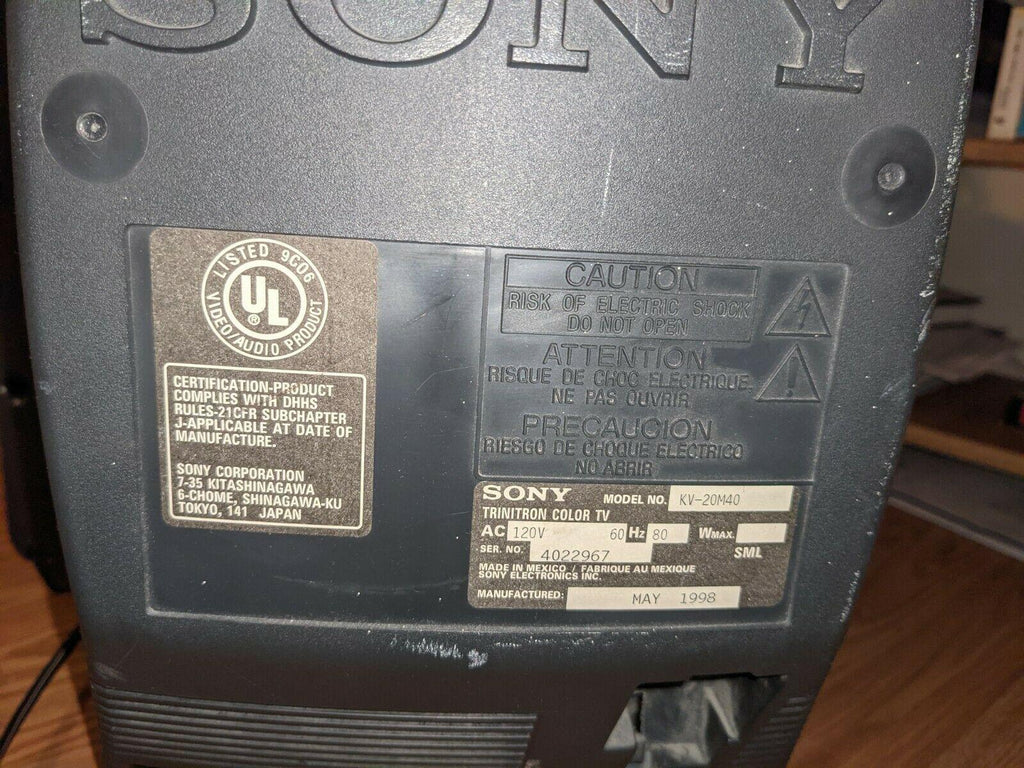 sony trinitron kv-20m40 20" crt tv retro gaming tested works